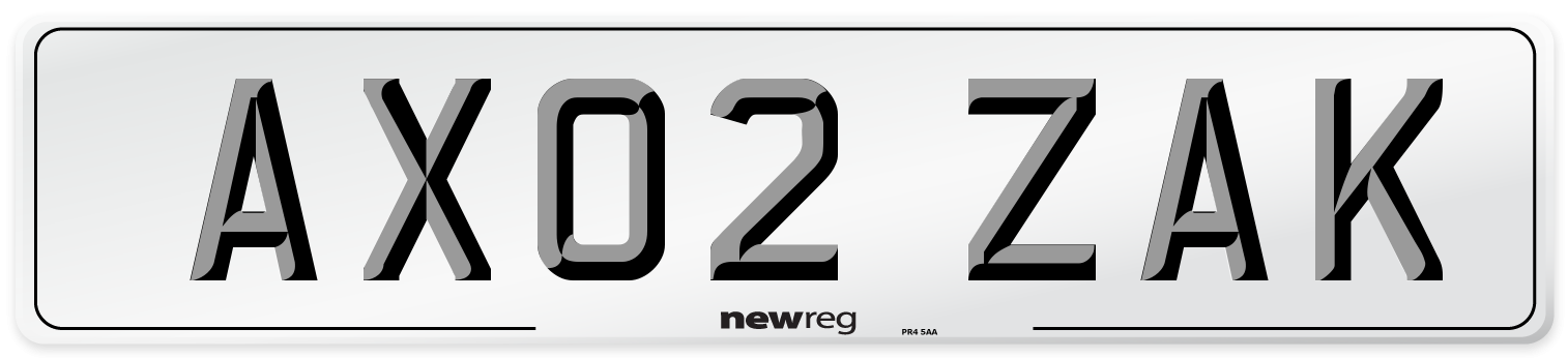 AX02 ZAK Number Plate from New Reg
